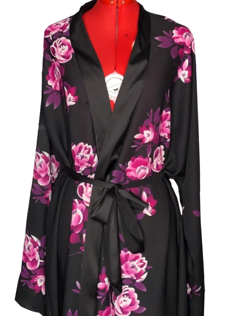 Kimono - Black / Floral - De Angelis Clothing