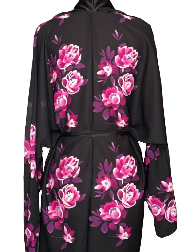 Kimono - Black / Floral - De Angelis Clothing