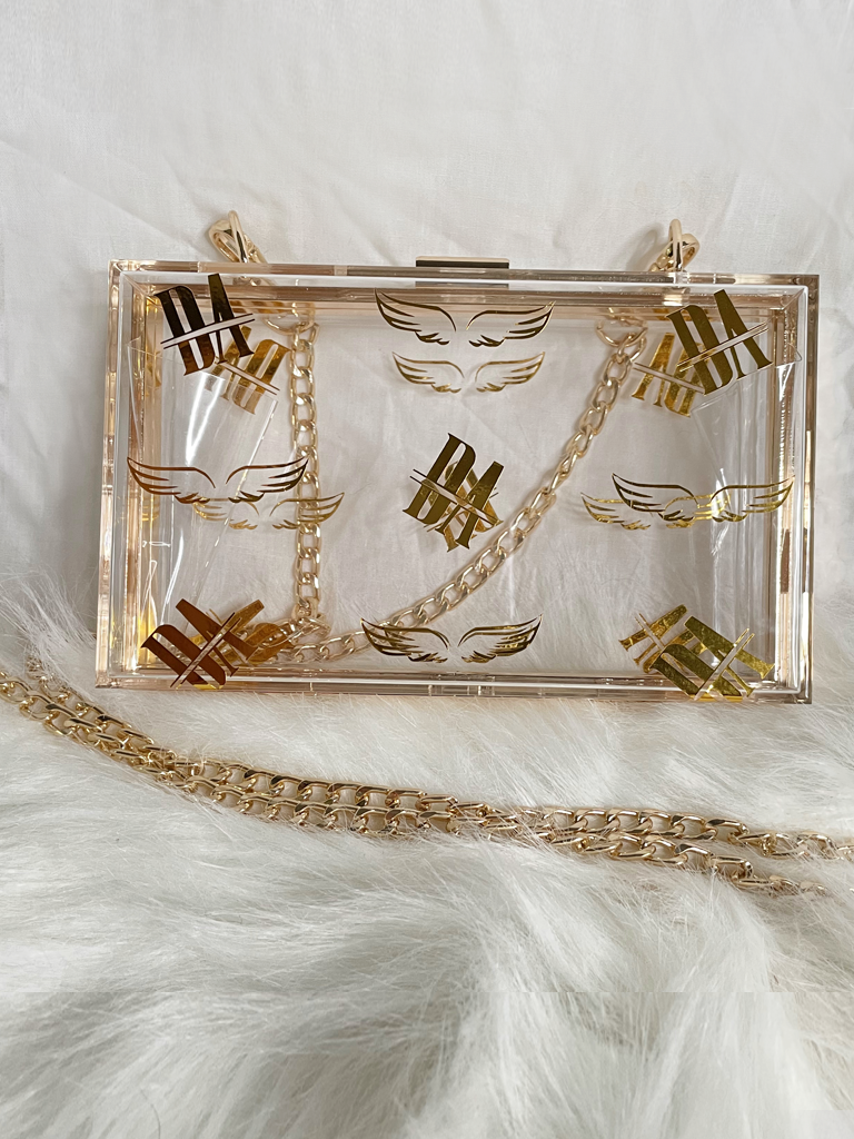 De Angelis Monogram Transparent Clutch - Gold - De Angelis Clothing